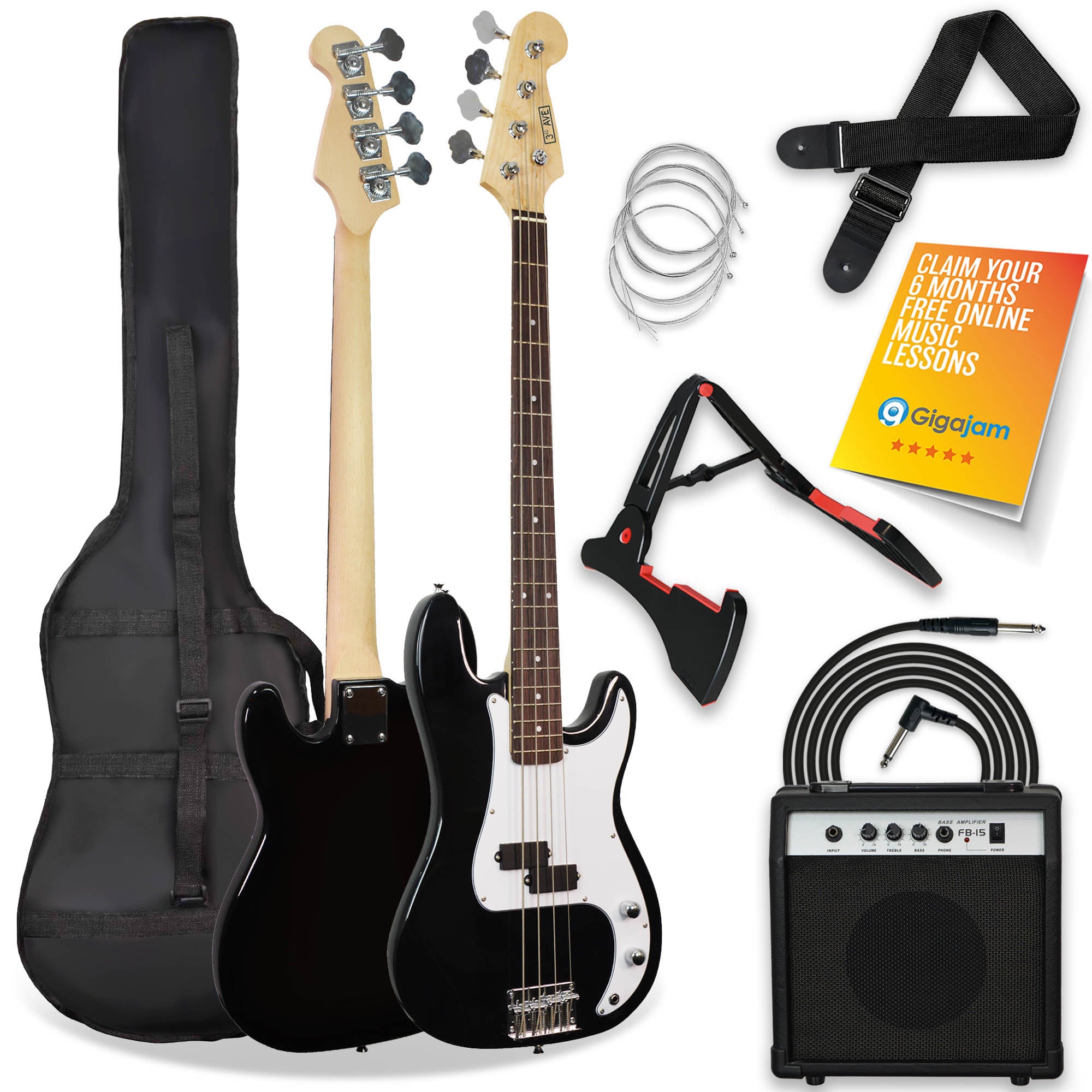 3rd Avenue Electric Bass Guitar Pack