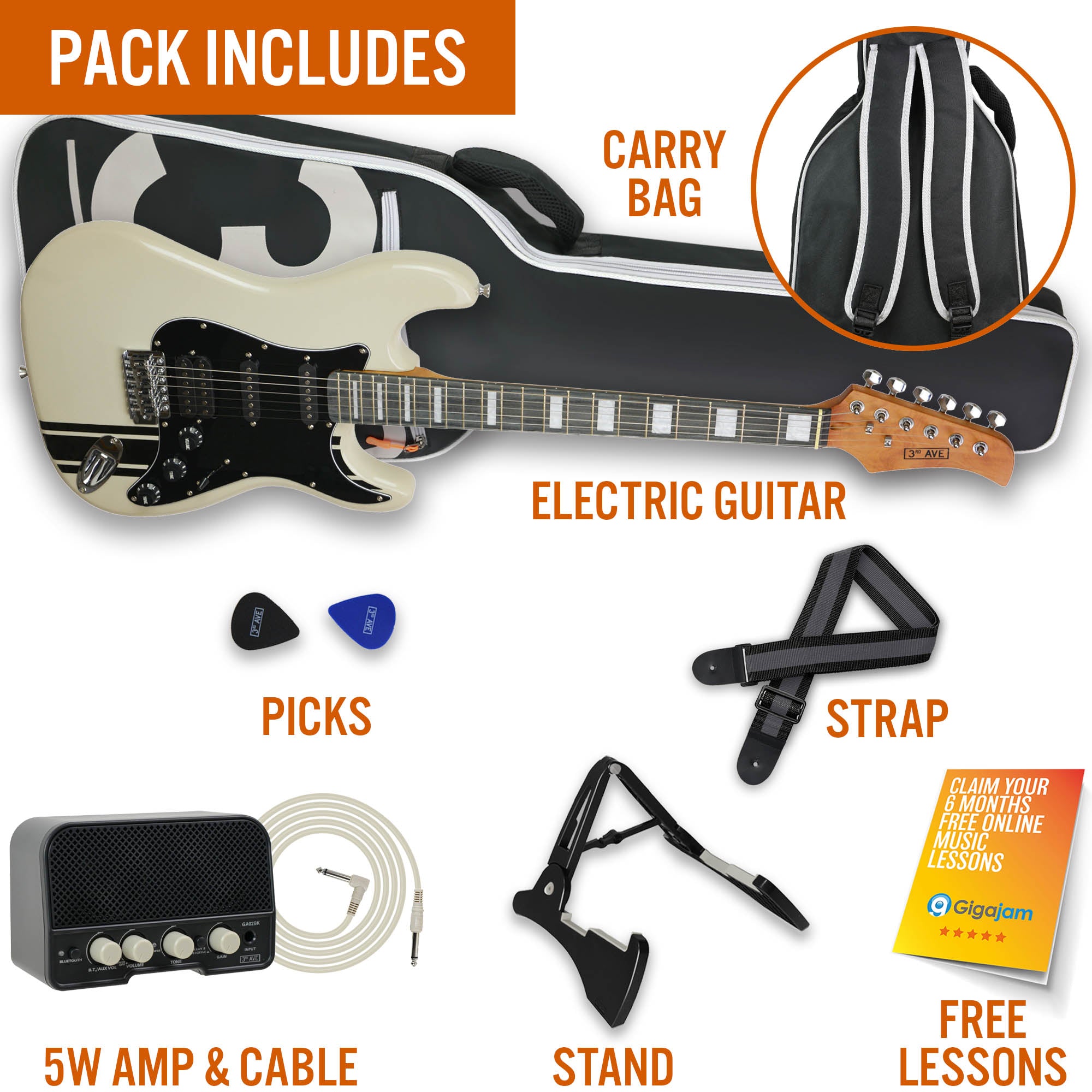 3rd Avenue Stateside Series Electric Guitar Pack