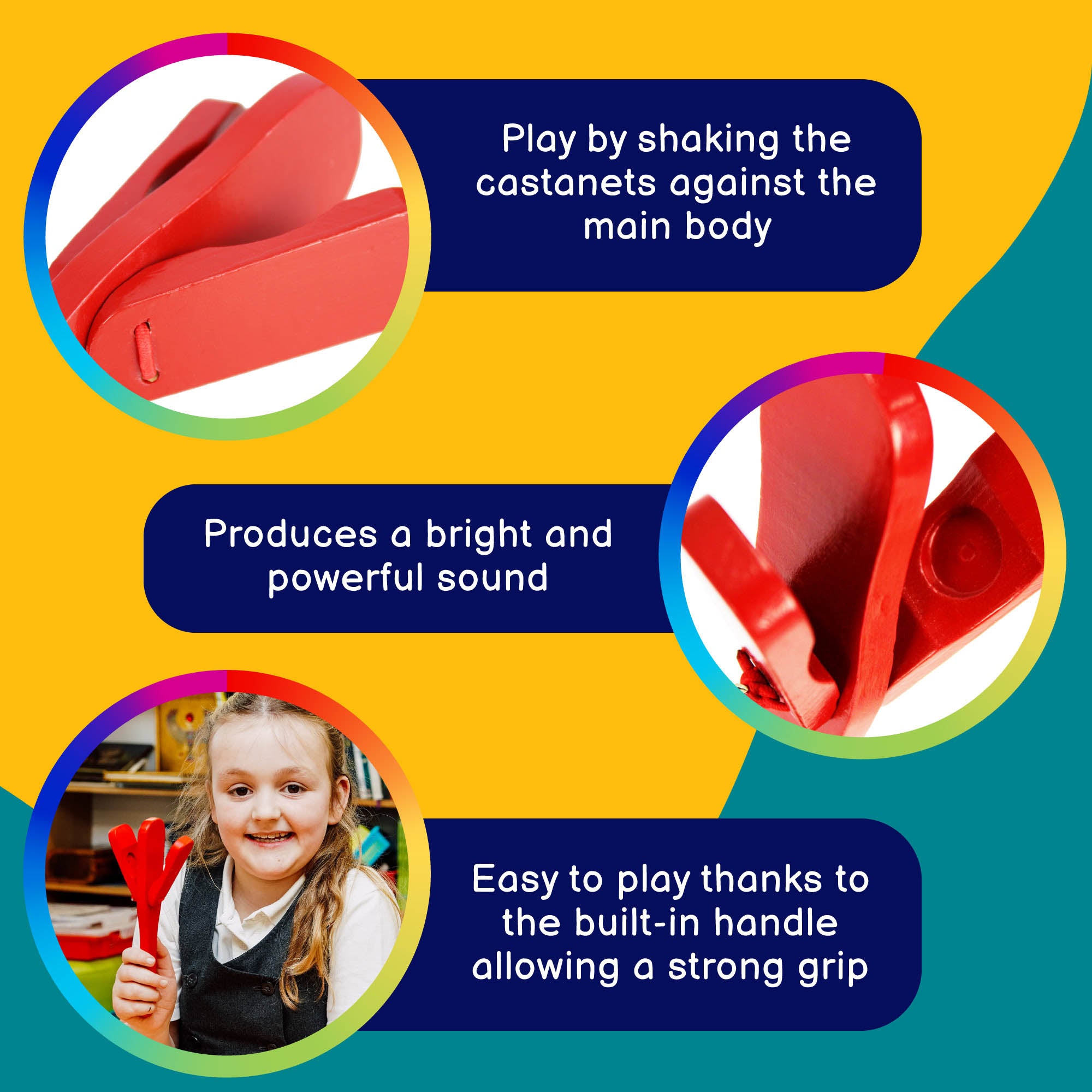 Custanity A-Star Red Castanet Clapper with Handle – NMII