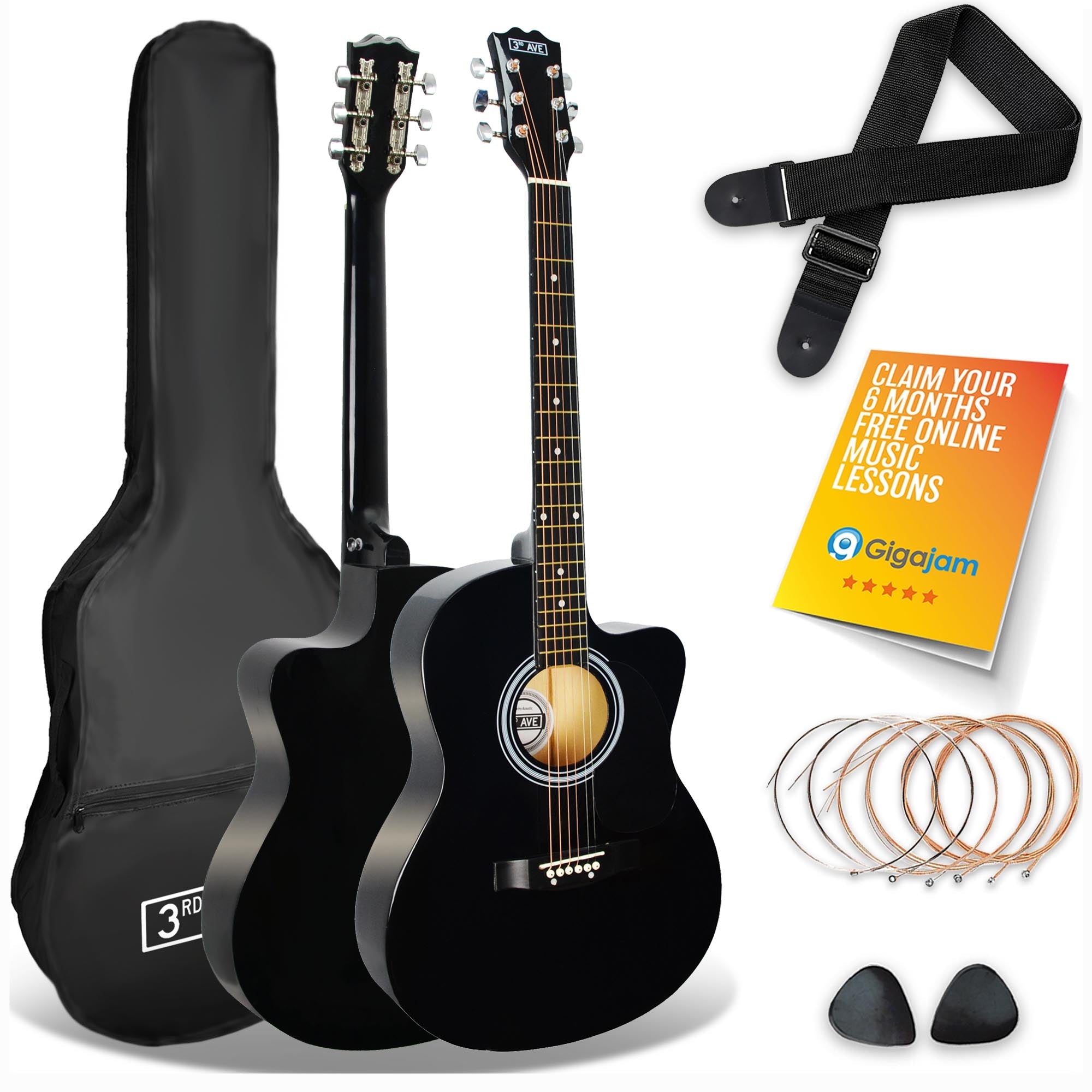 3rd Avenue Full Size Cutaway Acoustic Guitar Pack