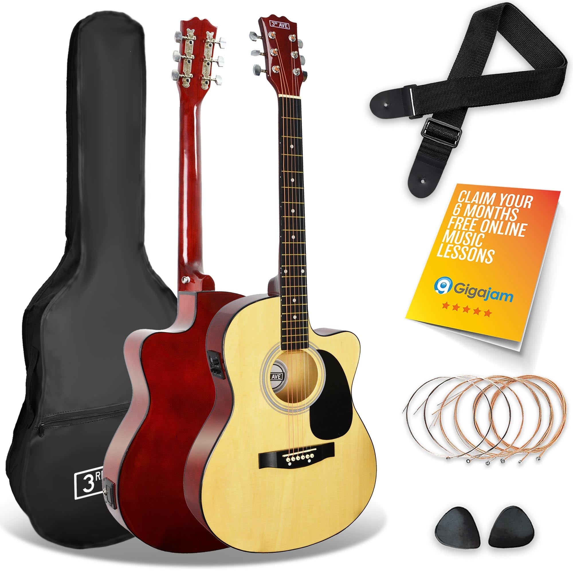 3rd Avenue Full Size Cutaway Electro Acoustic Guitar Pack