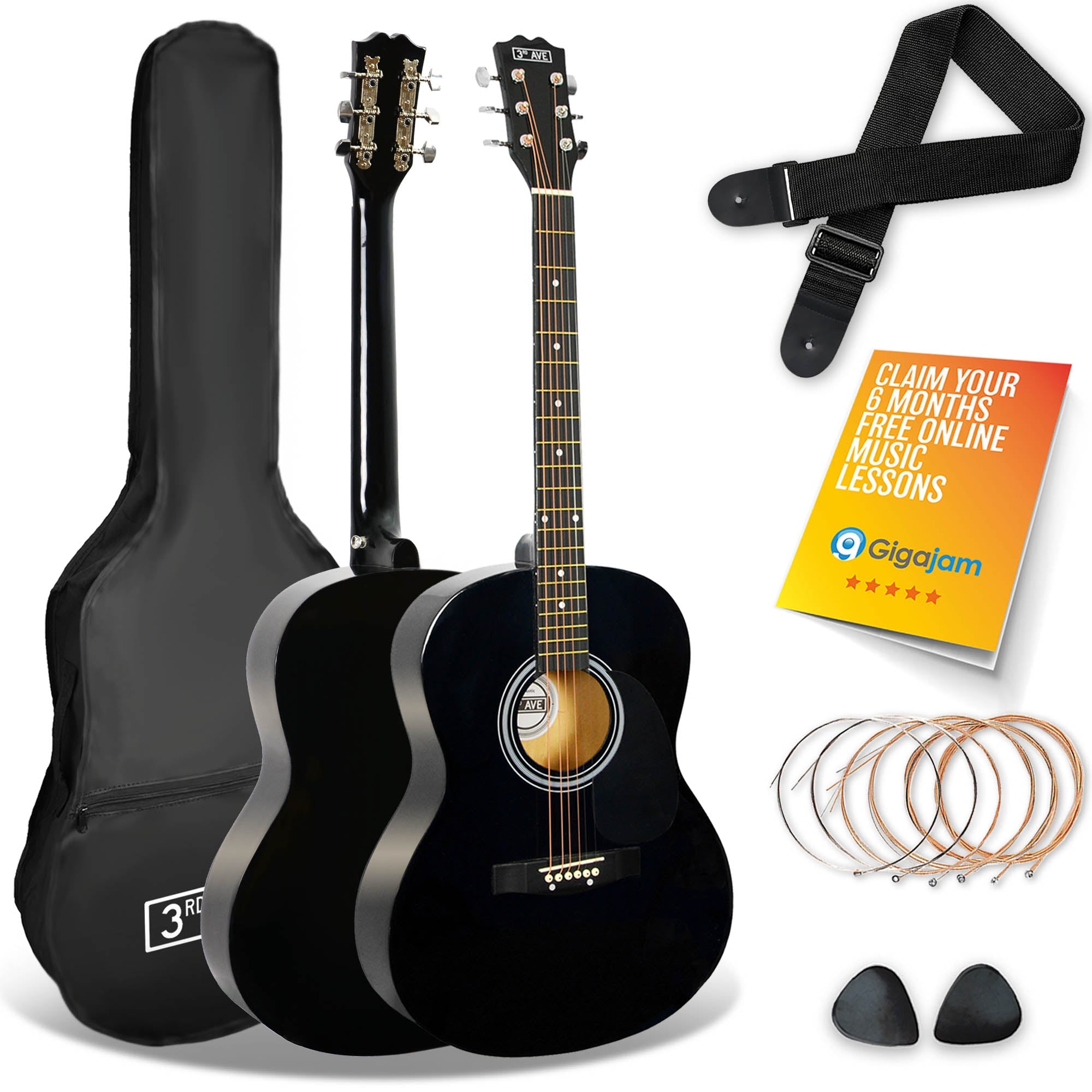 3rd Avenue Full Size Acoustic Guitar Pack