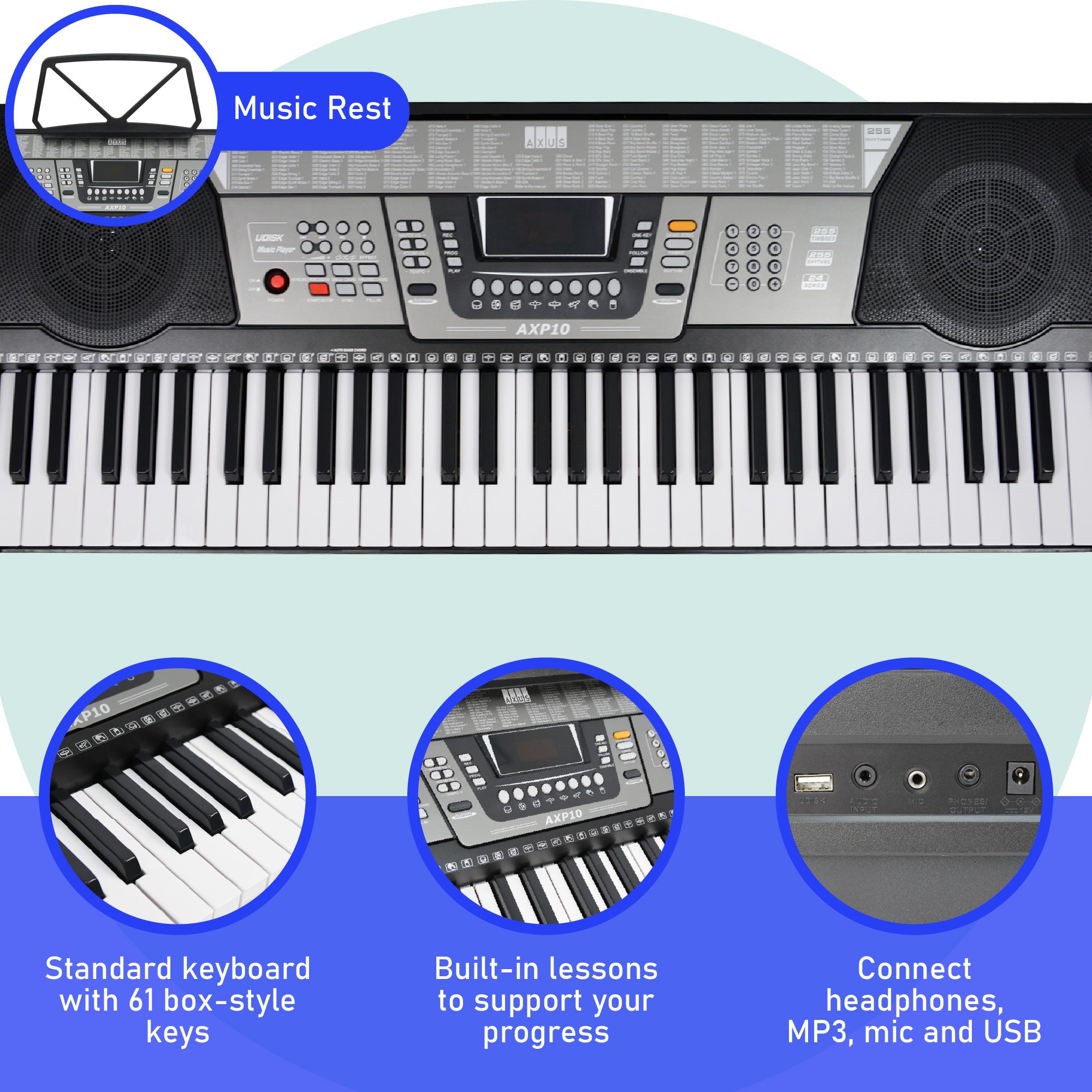 Axus AXP10 Portable Keyboard Pack