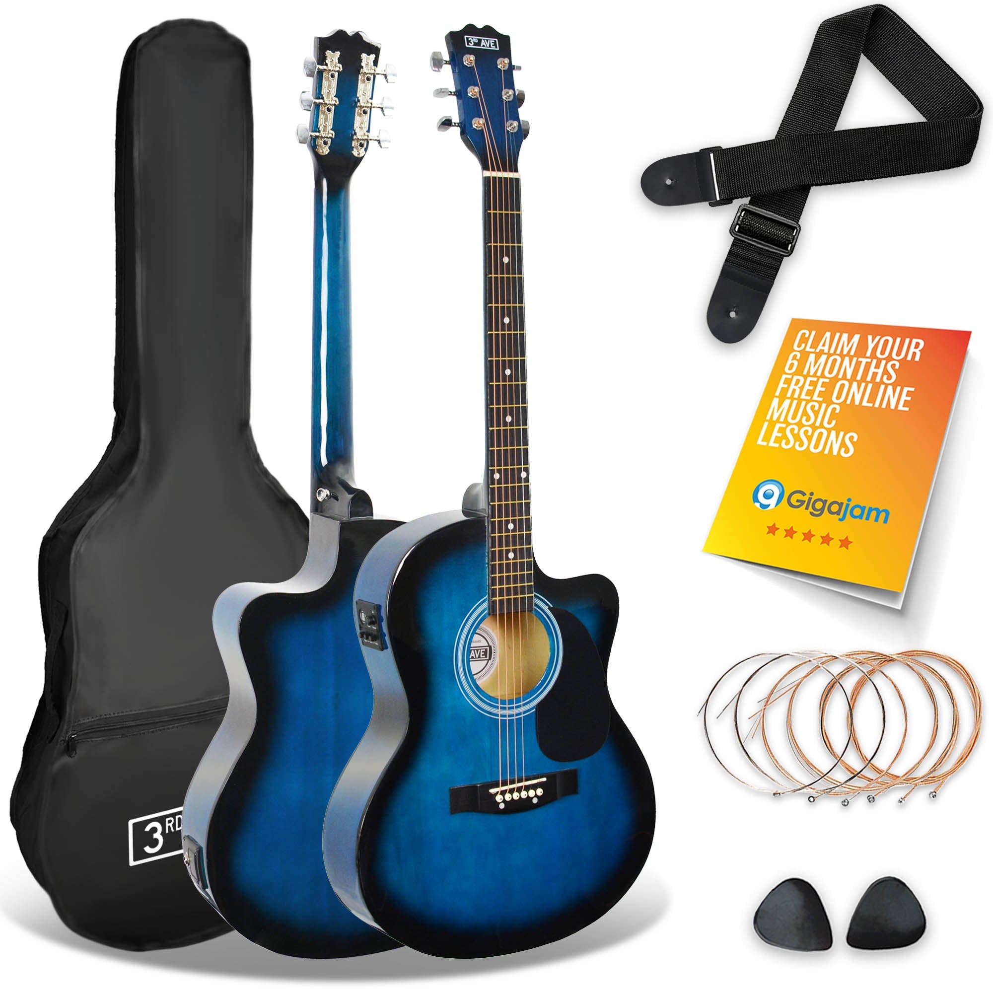 3rd Avenue Full Size Cutaway Electro Acoustic Guitar Pack