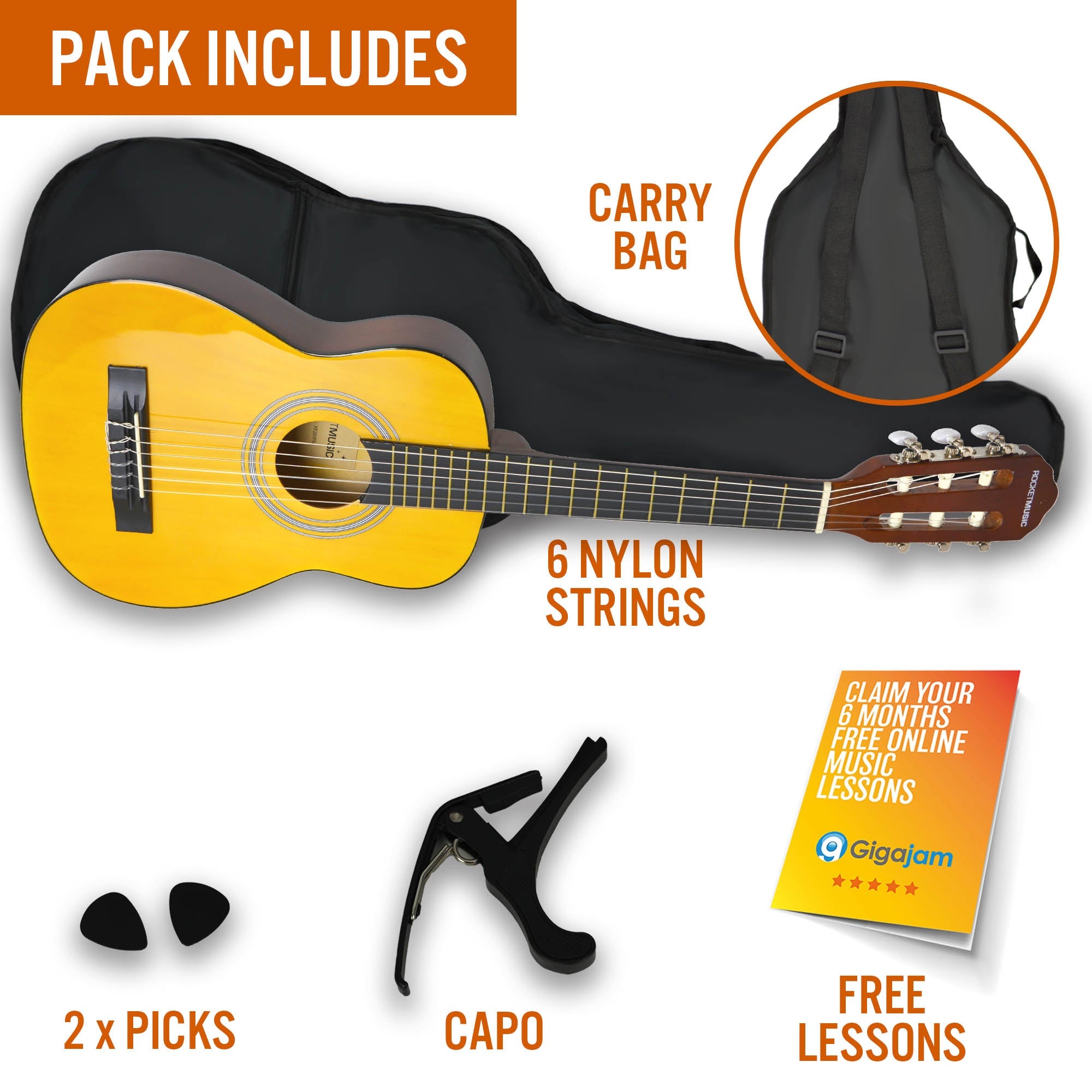3rd Avenue Rocket 1/4 Size Classical Guitar Pack