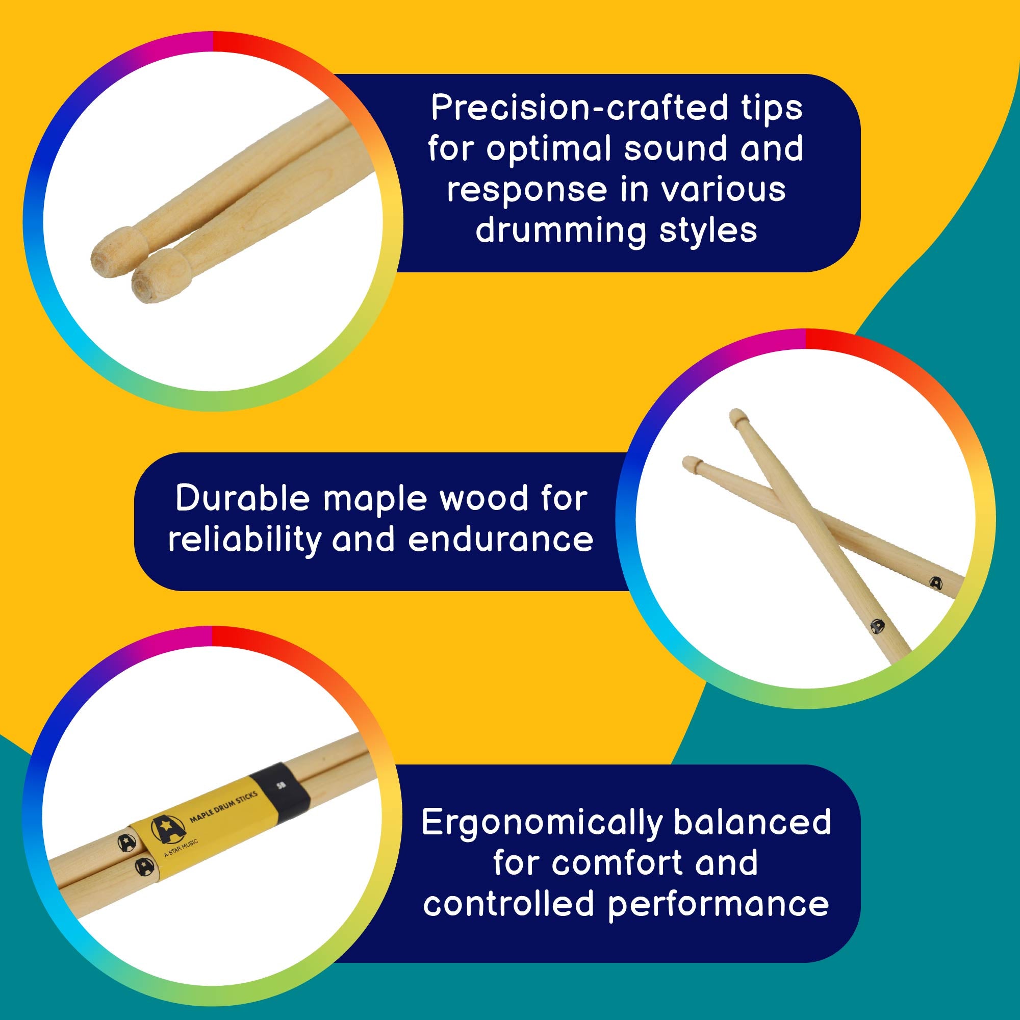 A-Star 5B Maple Drum Sticks