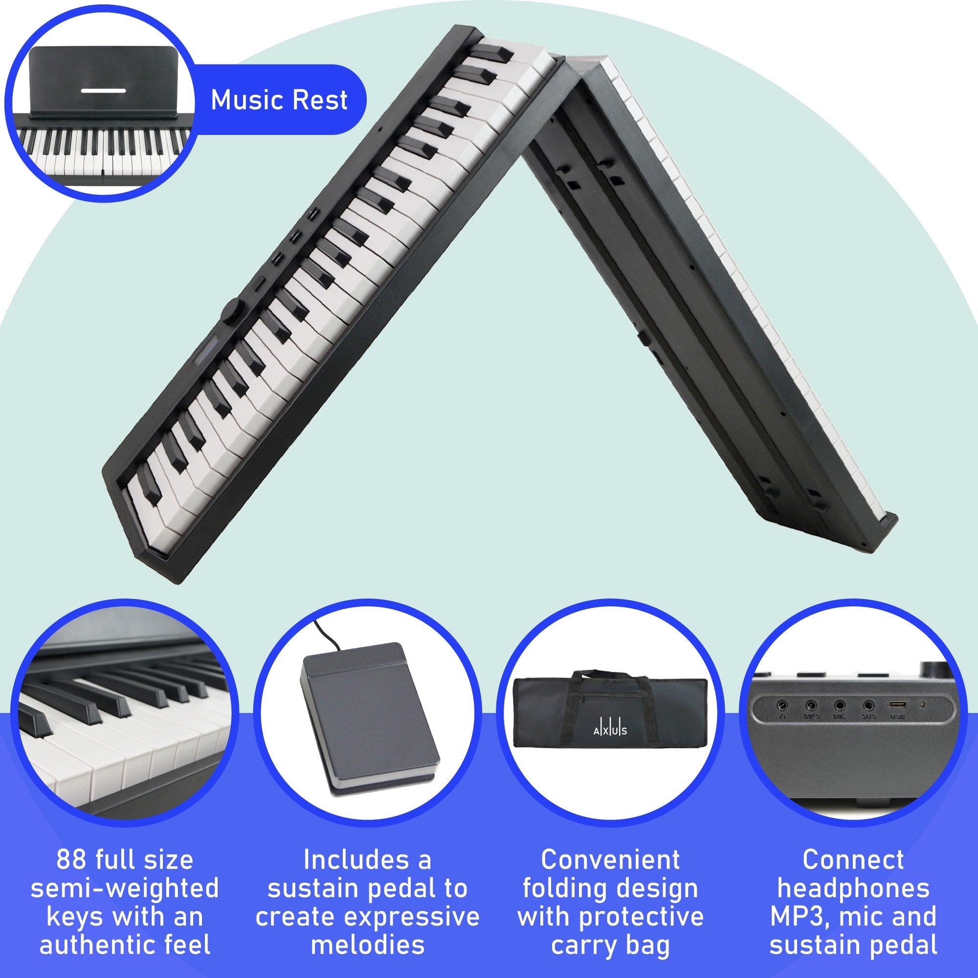 Axus 88 Note Folding Digital Piano