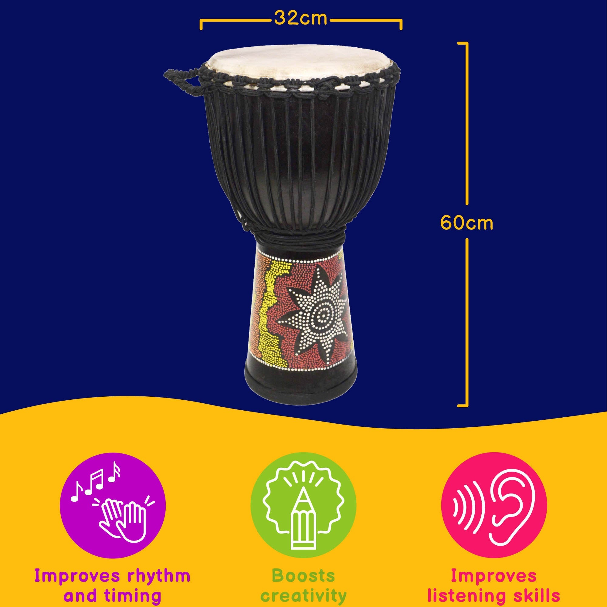 A-Star Painted Djembe - 12 Inch