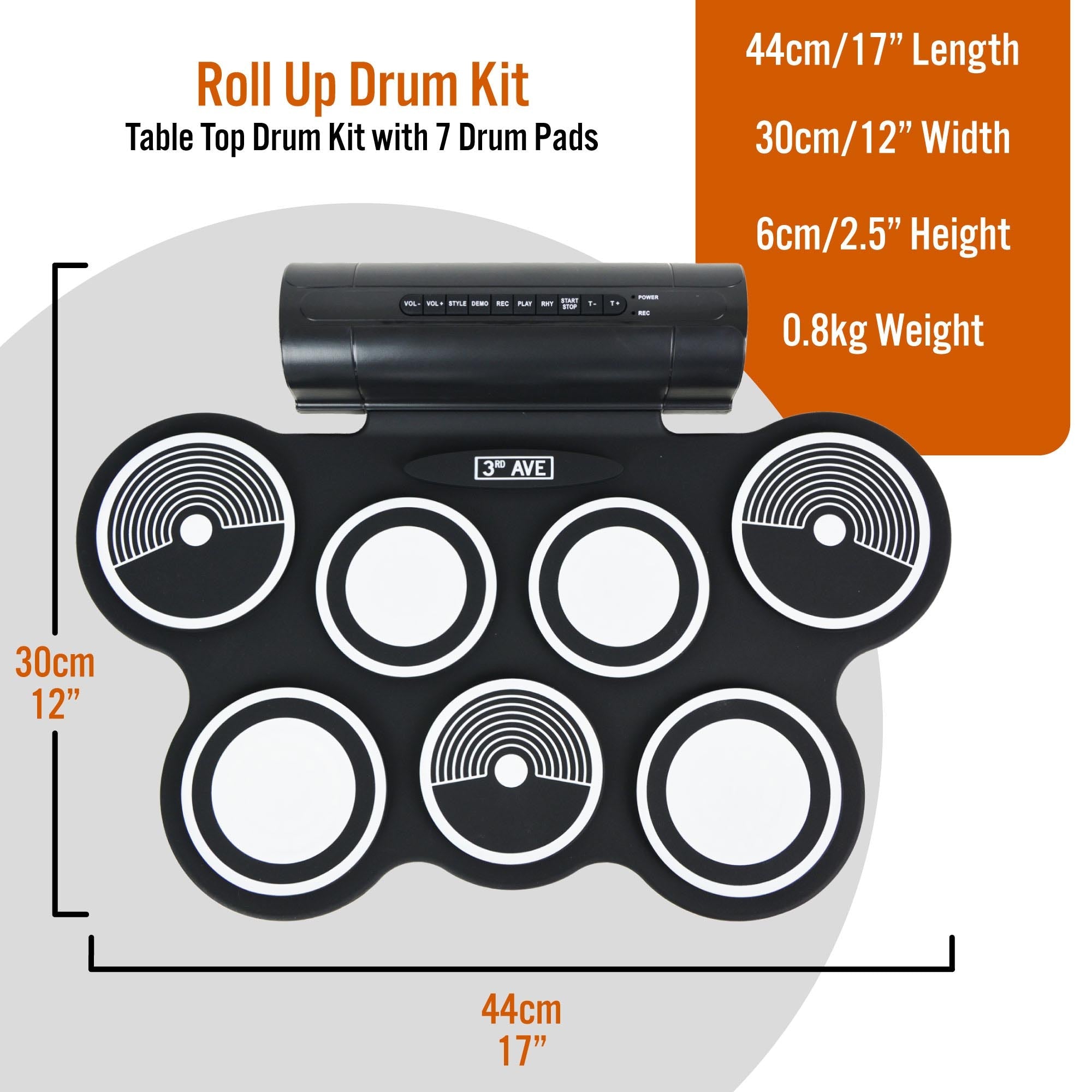 3rd Avenue Roll Up Electronic Drum Kit