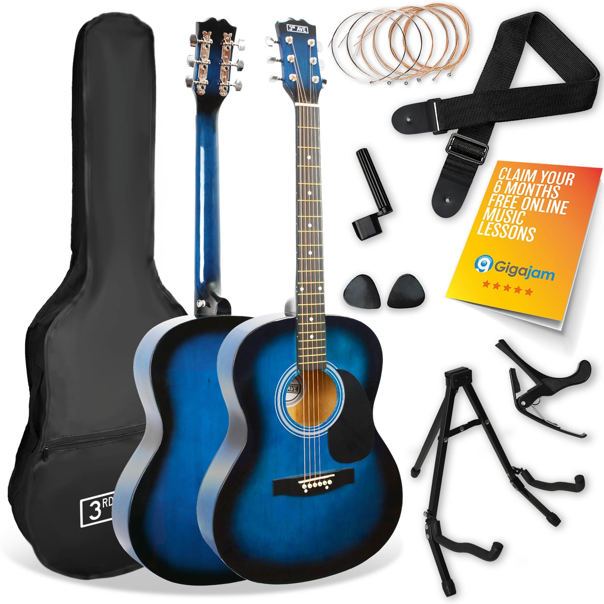 3rd Avenue Full Size Acoustic Guitar Premium Pack