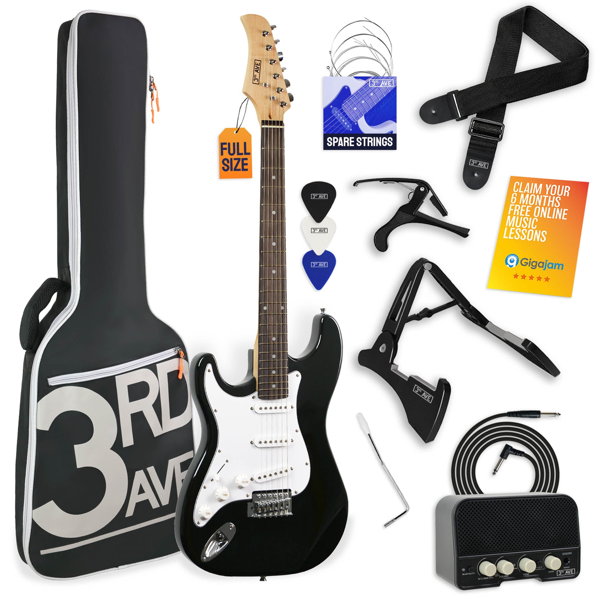 3rd Avenue Full Size Left Hand Electric Guitar Pack - Black