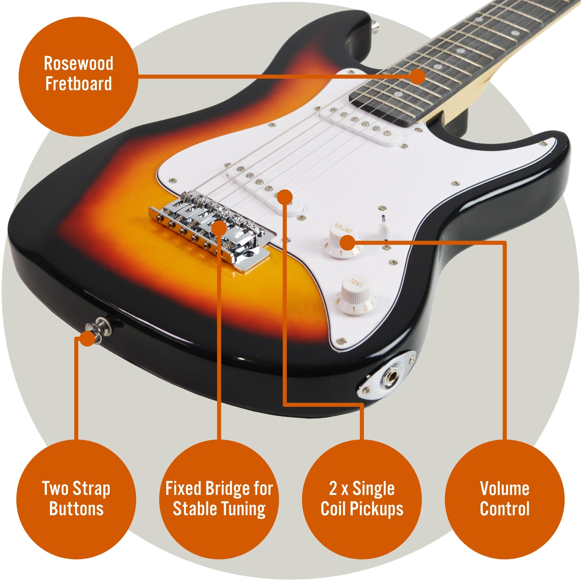 3rd Avenue 3/4 Size Electric Guitar Electric Guitars#Colour_Sunburst