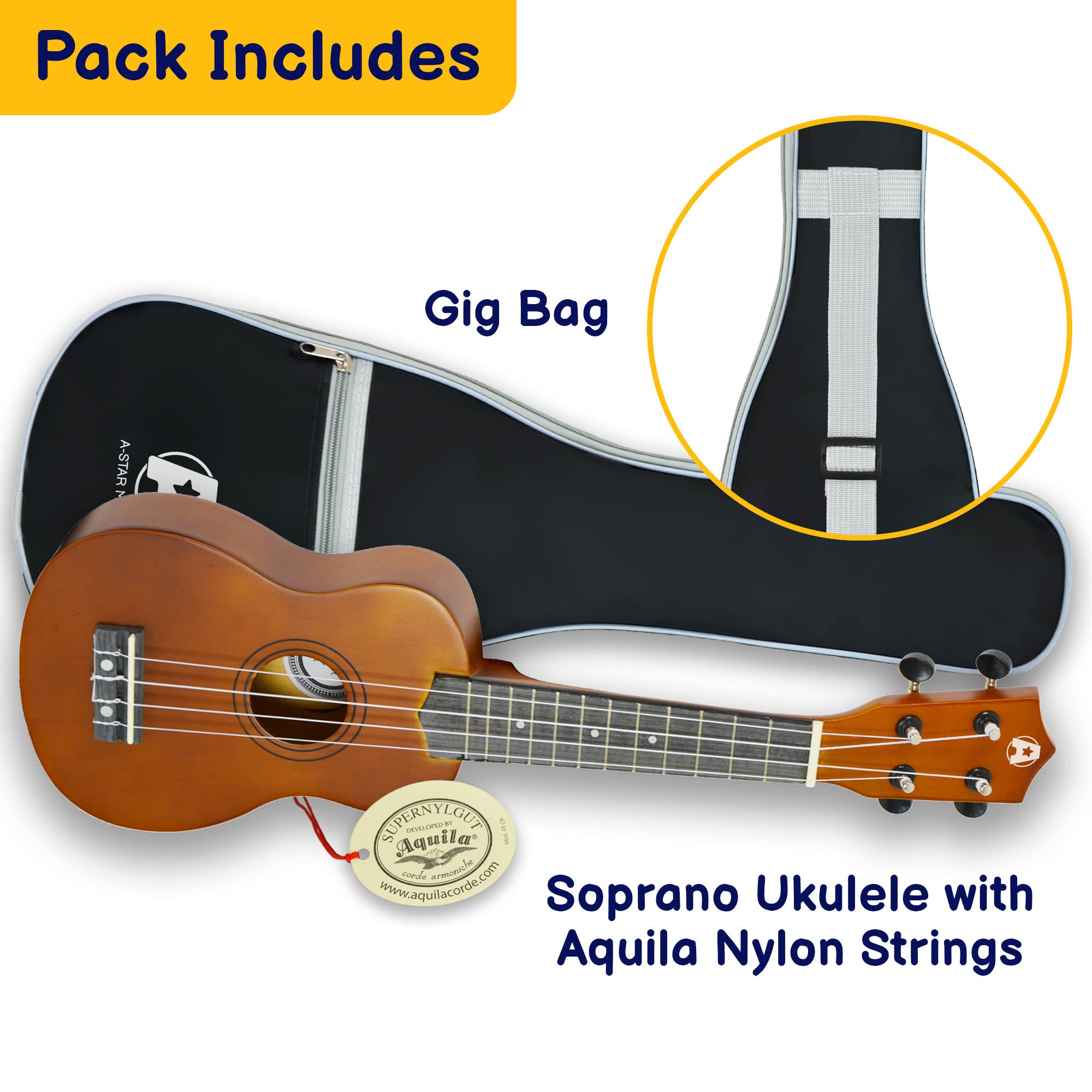 A-Star Soprano Ukulele With Bag - Natural